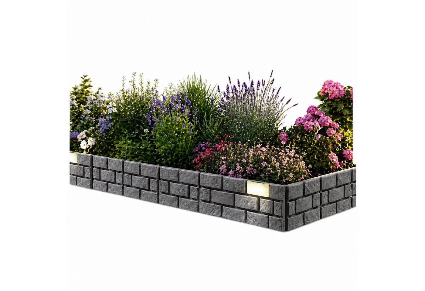 HTI-Living Beetumrandung Grau mit Solarleuchten - Bild 2