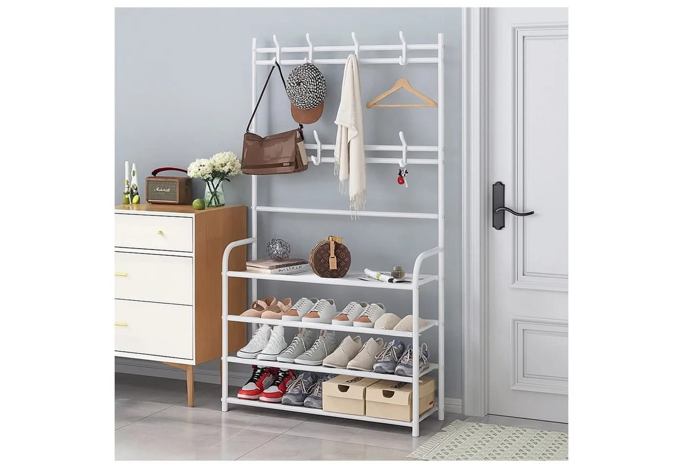 HTI-Living Garderobe mit Schuhregal Multifunktional Weiß - Bild 2