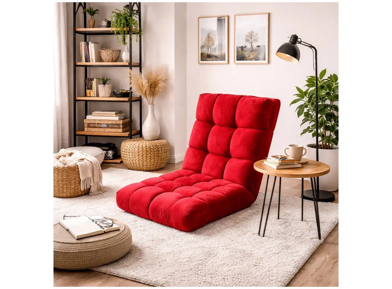 HTI-Living Relaxsessel Bodensessel Rot klappbar mit verstellbarer Rückenlehne - Bild 2