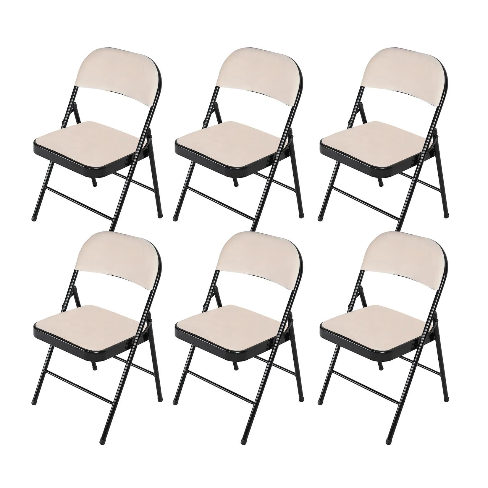 HTI-Living Klappstuhl Wedigo Beige 6er-Set Samt gepolstert