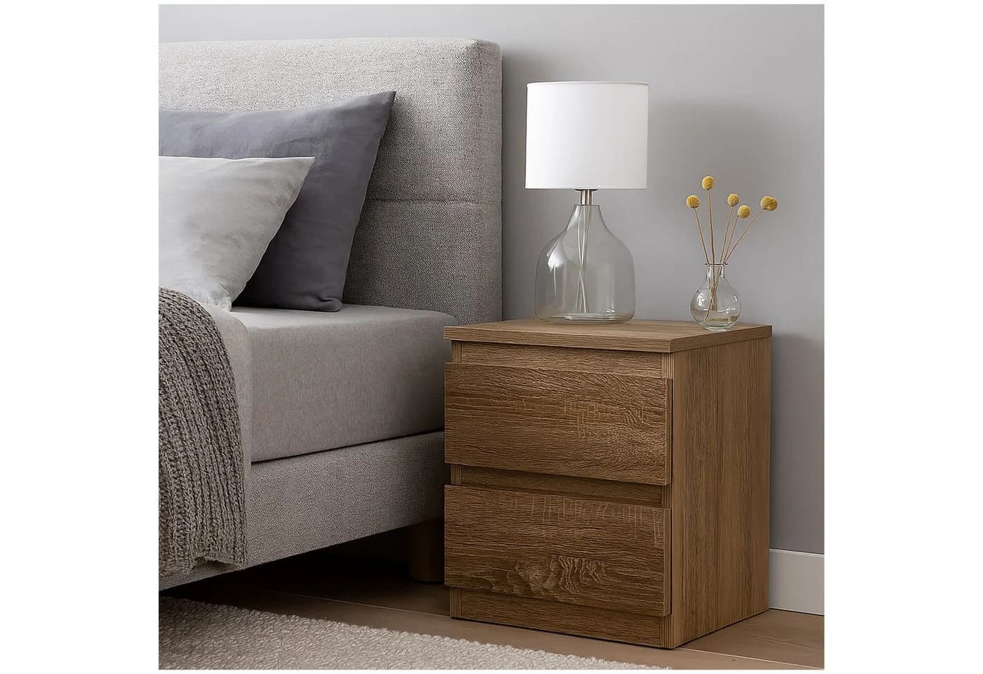 HTI-Living Nachtkommode mit 2 grifflosen Schubladen Beige - Bild 3