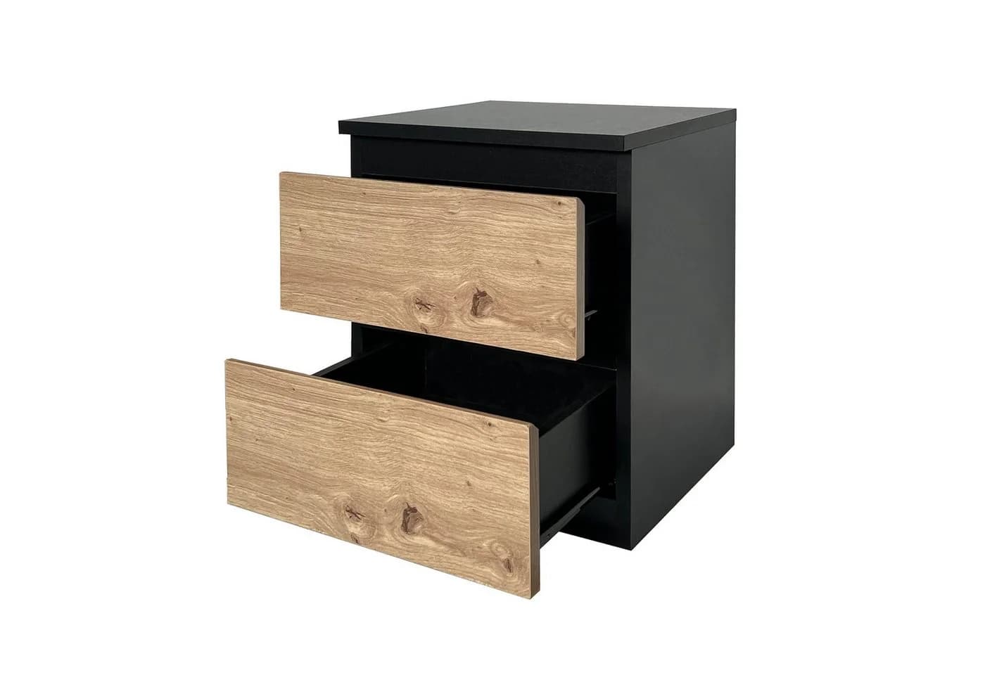 HTI-Living Nachtkommode Schwarz 2 Schubladen Holzoptik - Bild 4