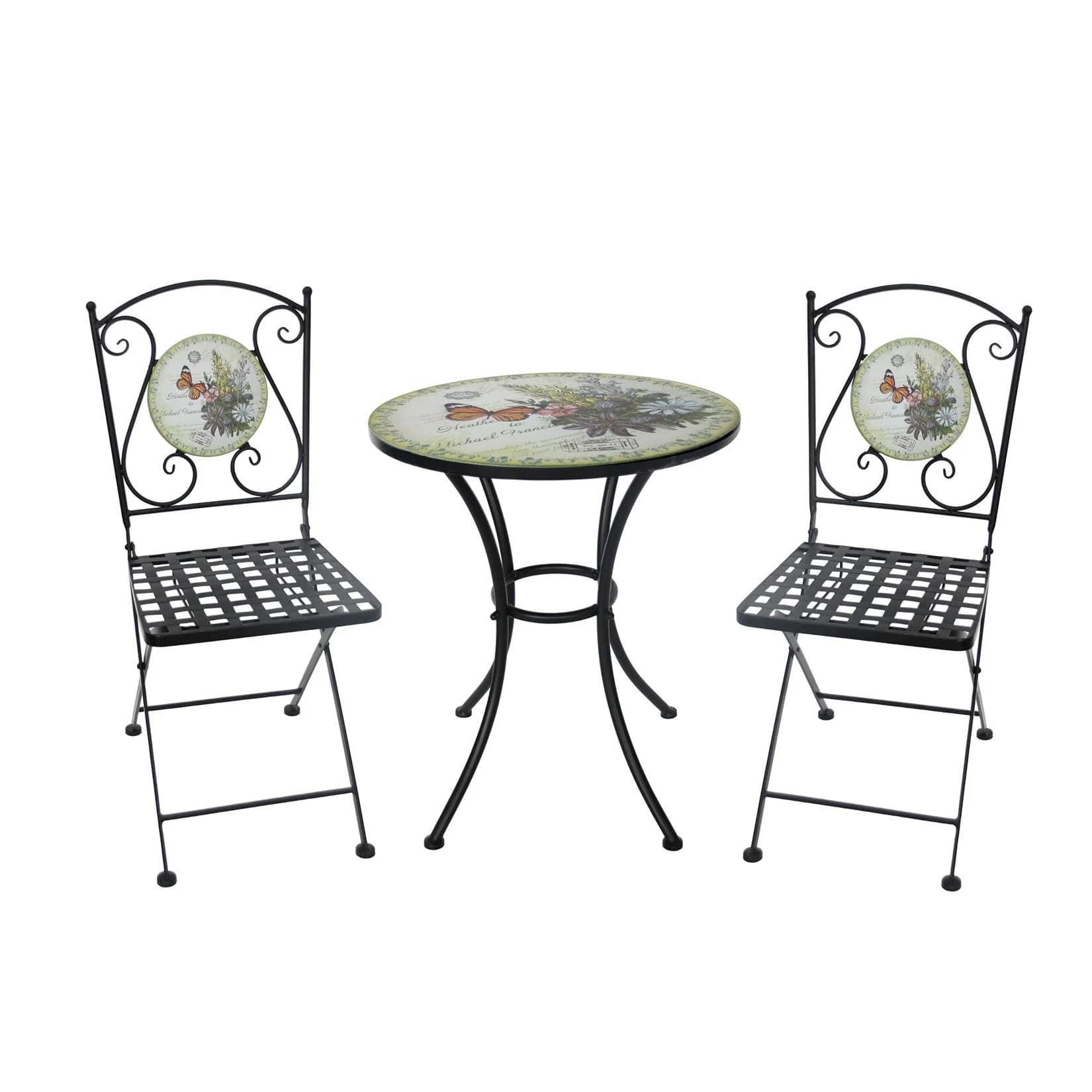 HTI-Living Garten-Essgruppe Celia Schmetterling 3-tlg. Metall Vintage