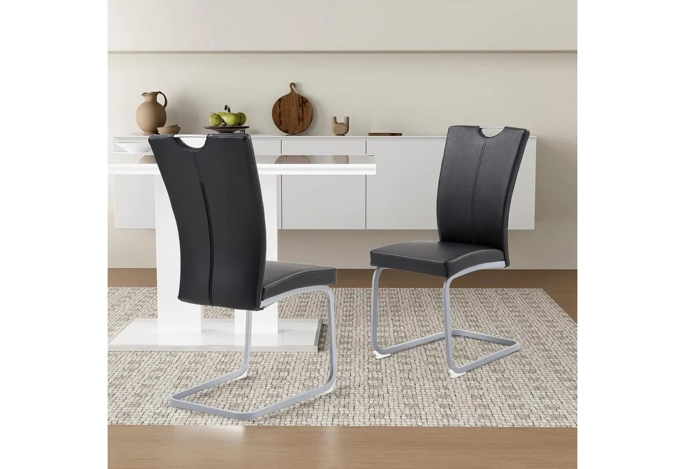 HTI-Living Freischwinger Jean 4er Set Schwarz Kunstleder - Bild 3