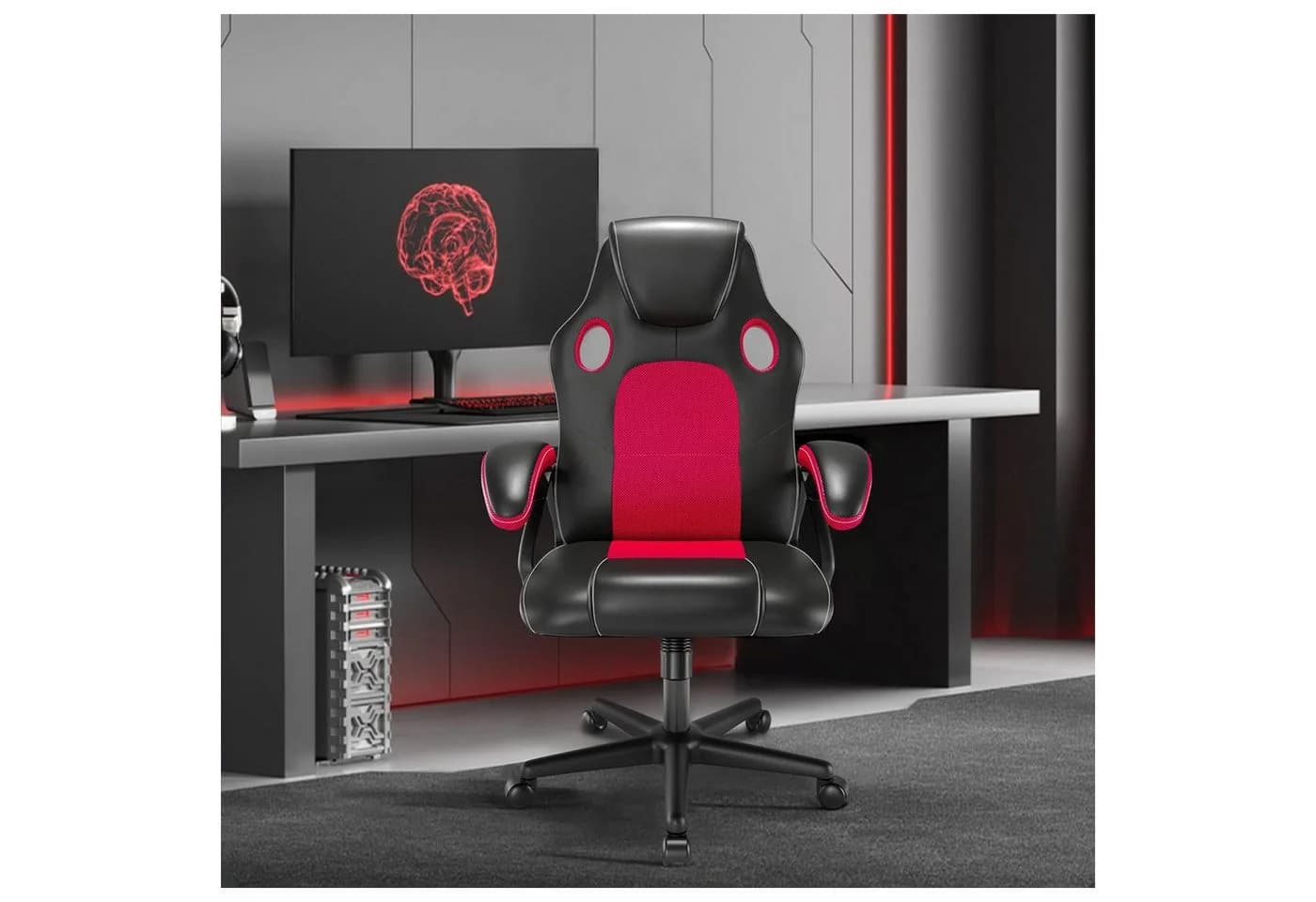HTI-Living Drehstuhl ECO Daytona Rot - Höhenverstellbarer Bürostuhl mit Rollen - Bild 3
