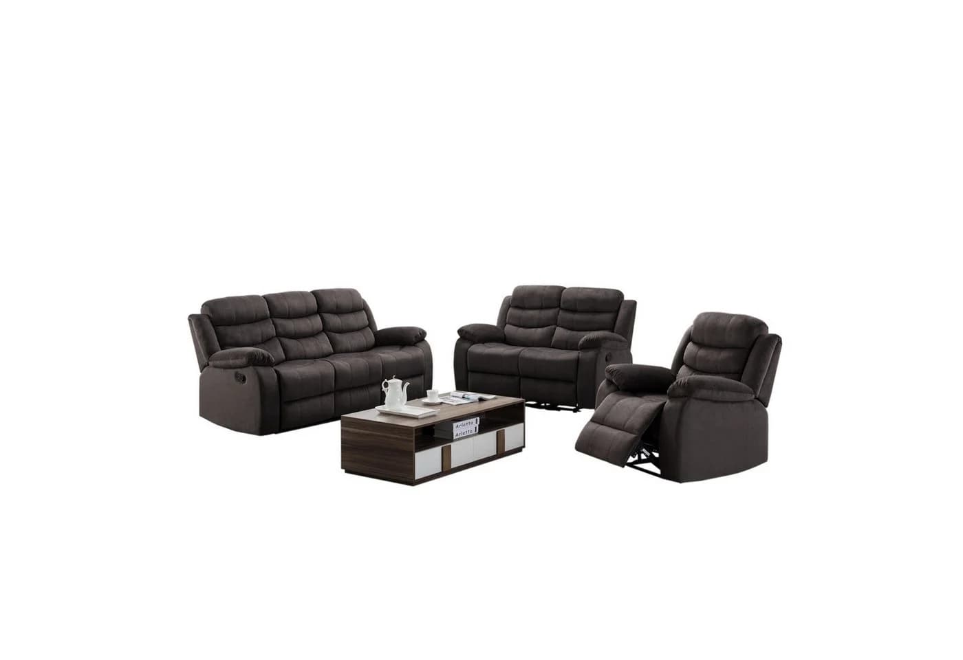 HTI-Living Polstergarnitur 3 Sitzer 2 Sitzer Sessel Kirwall, (Set, 3-tlg., 1x Sofa, 1x Zweisitzer, 1x Sessel), Couch Sessel mit Fußstütze - Bild 3