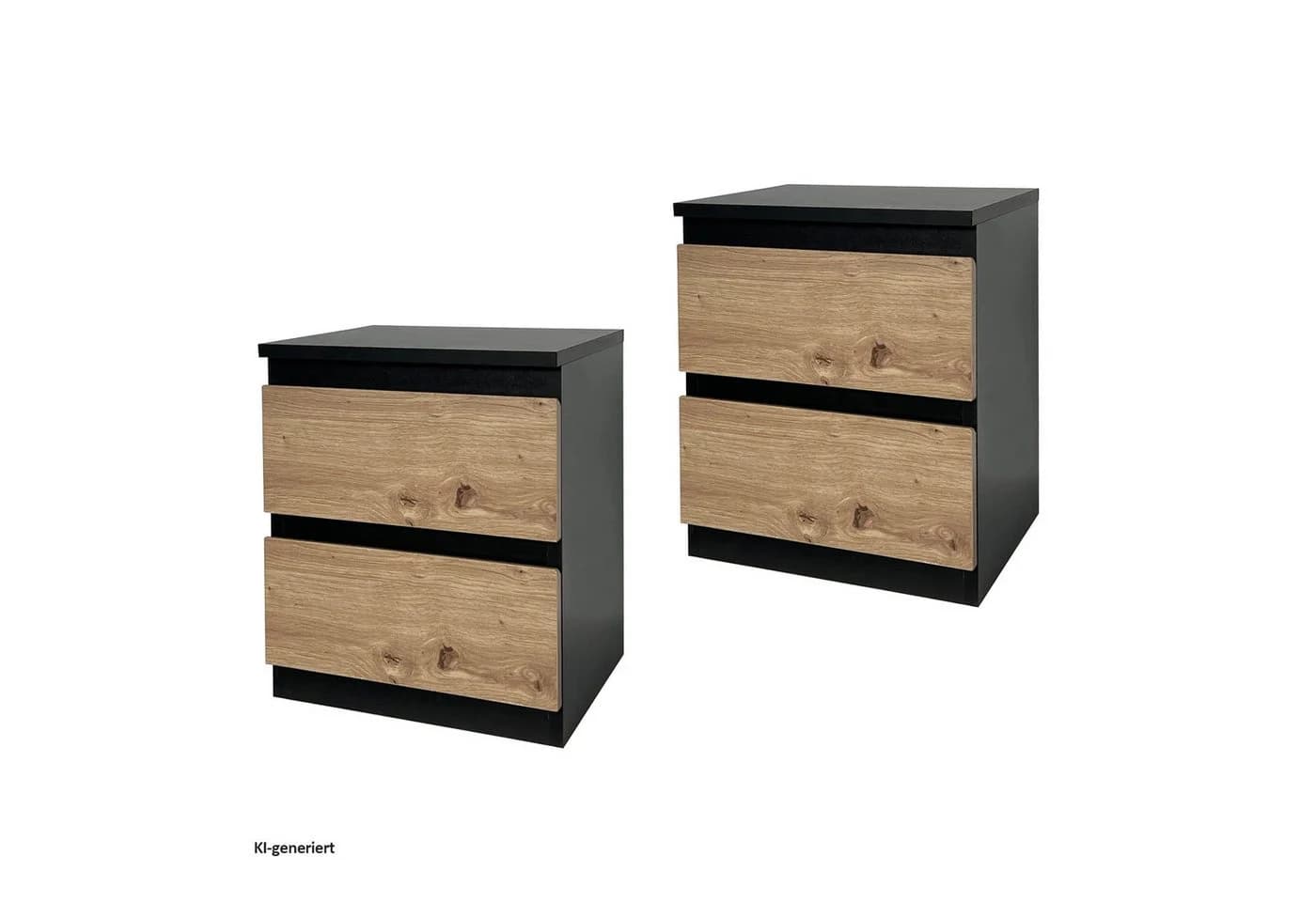 HTI-Living Nachtkommode 2er-Set Schwarz/Holzoptik