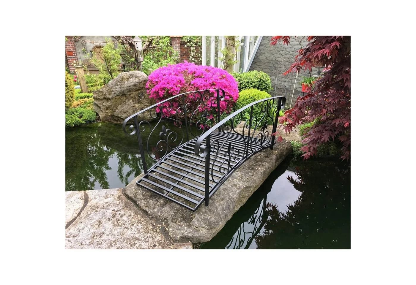 HTI-Living Zierbrücke Gartenbrücke Metall Schwarz