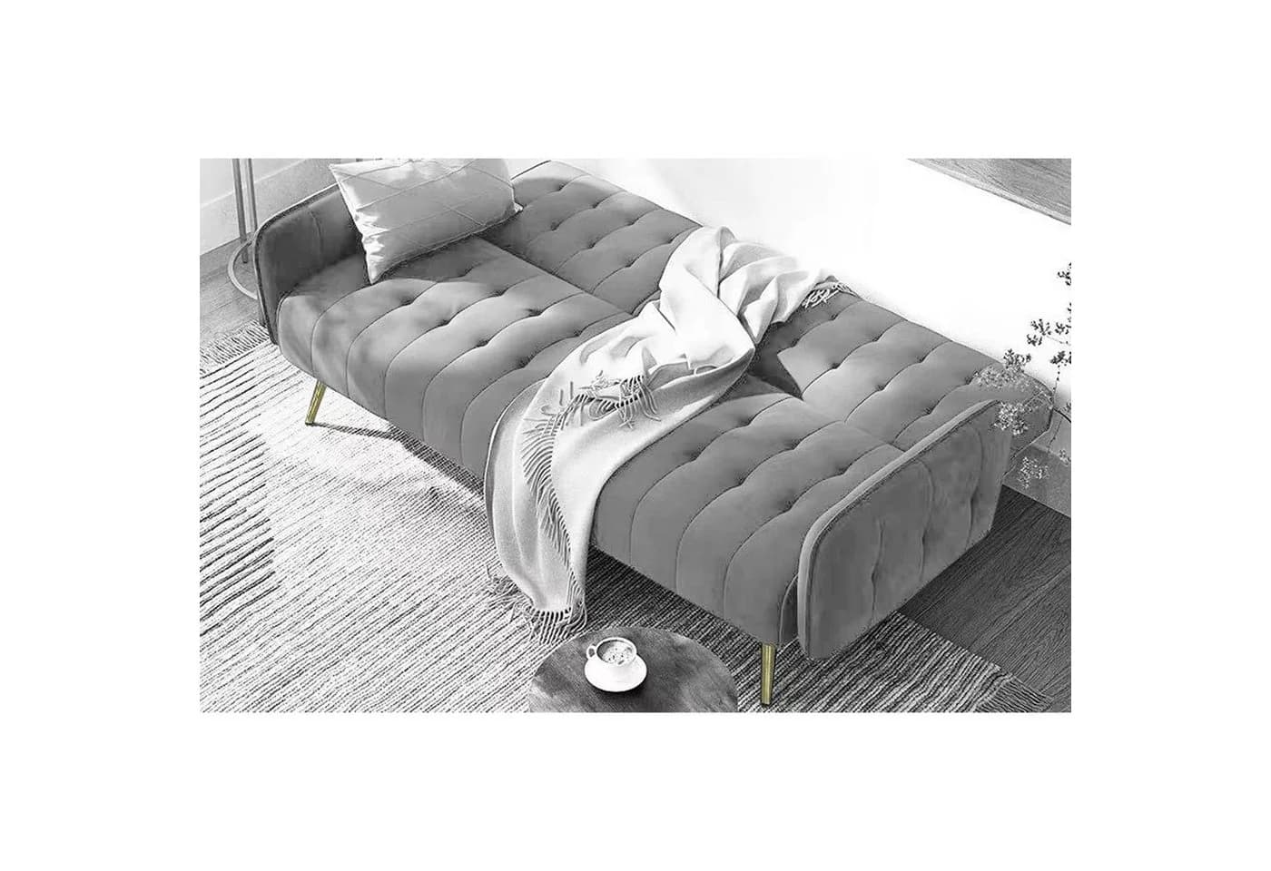 HTI-Living Schlafsofa Eris Velvet Grau mit Becherhalter - Bild 5