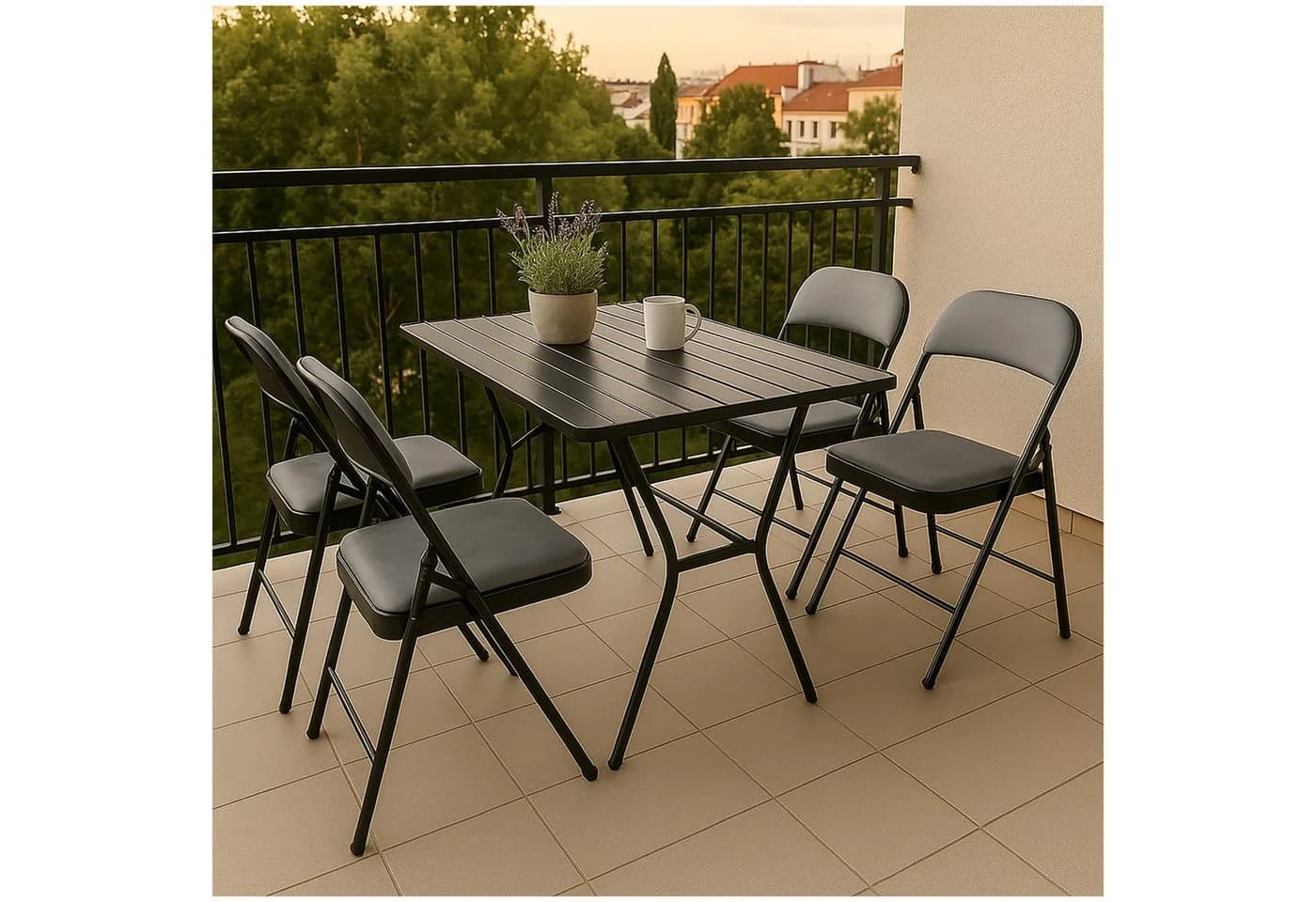 HTI-Living Klappstuhl 4er Set mit Polsterung grau - Bild 2