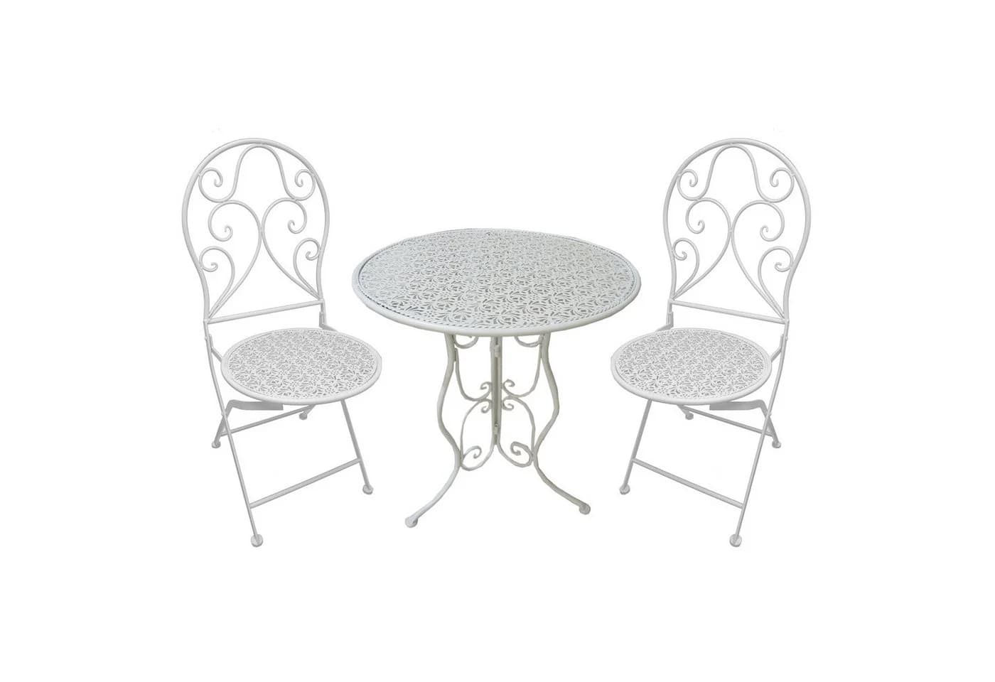 HTI-Living Bistroset 3-teilig Weiß Metall Vintage