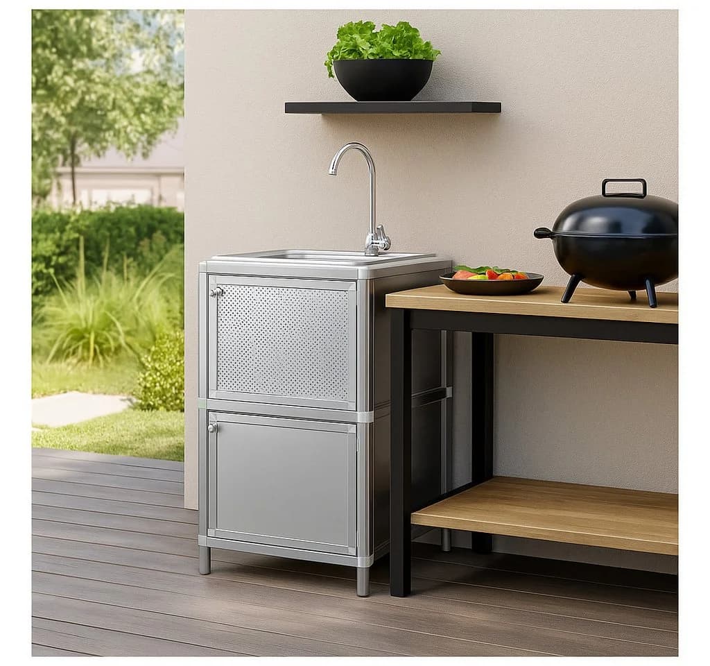 HTI-Living Outdoor-Küchenspüle mit Unterschrank Silber - Bild 2