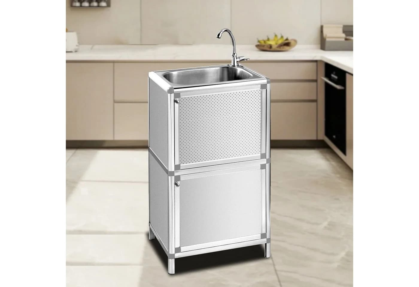 HTI-Living Outdoor-Küchenspüle mit Unterschrank Silber - Bild 3