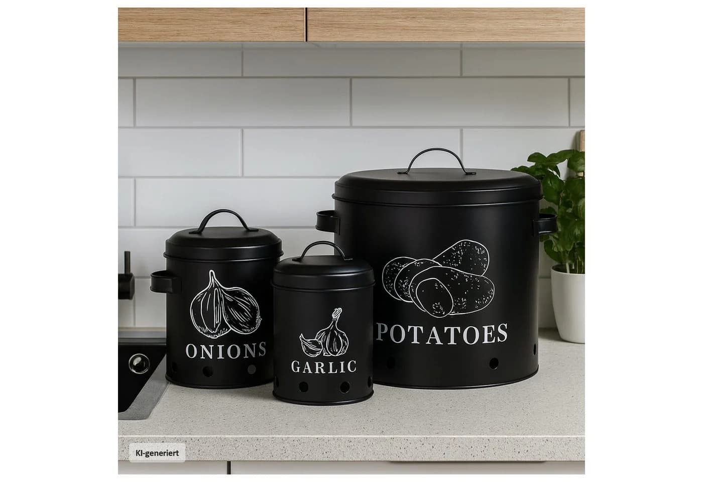 Neuetischkultur Vorratsdosen Set 3-tlg. Schwarz Eisen Landhausstil - Bild 2