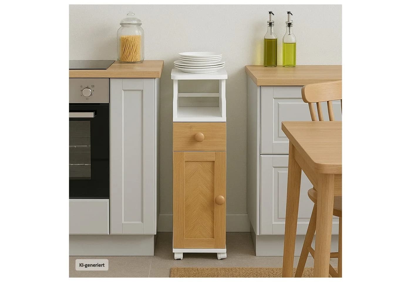 HTI-Living Beistellschrank auf Rollen Weiß - Bild 3