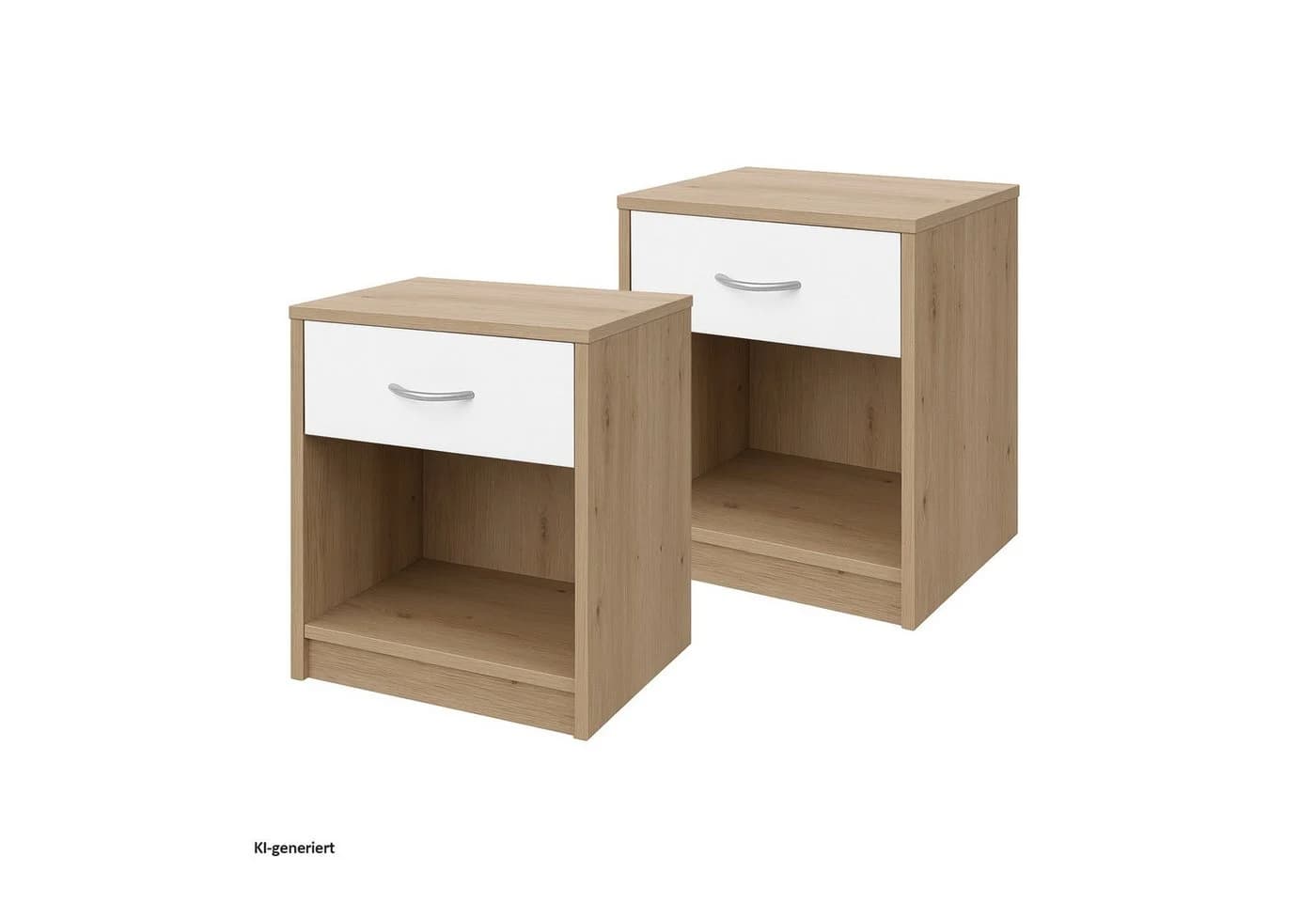 HTI-Living Nachtschrank Set 2-tlg. Weiß mit Schublade - Bild 2