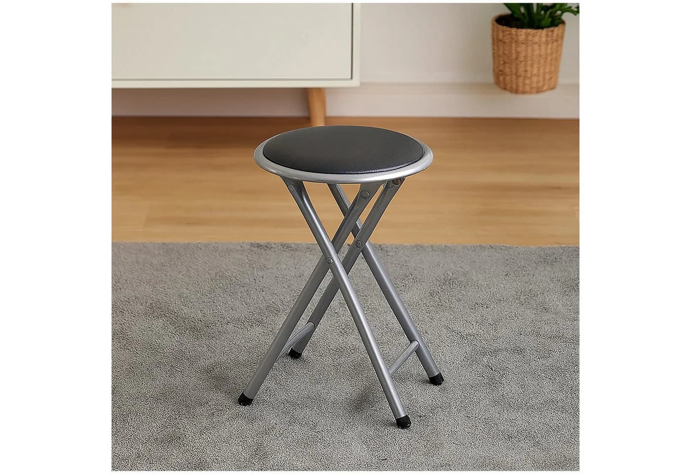 HTI-Living Klapphocker Schwarz Kunstleder Metallgestell - Bild 2