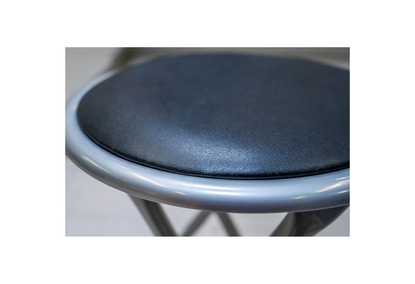 HTI-Living Faltbarer Hocker Set 2x Schwarz Kunstleder Metall