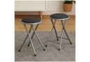 HTI-Living Faltbarer Hocker Set 2x Schwarz Kunstleder Metall Bild 2