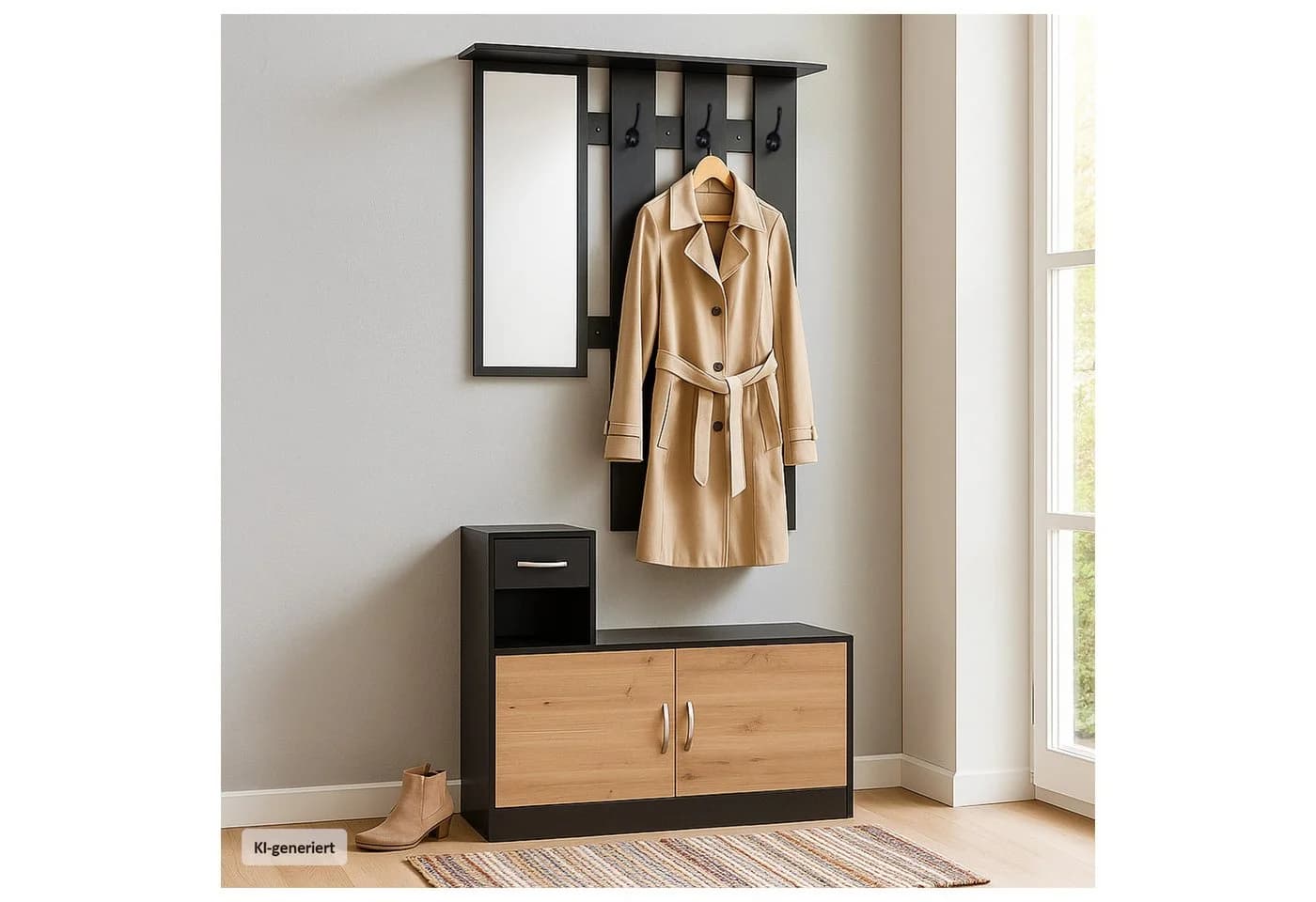 HTI-Living Garderoben-Set Dana mit Schuhschrank Schwarz