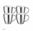 Neuetischkultur Becher-Set 4-tlg. Silber/Weiß Porzellan mit Henkel Bild 2