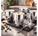 Neuetischkultur Becher-Set 4-tlg. Silber/Weiß Porzellan mit Henkel Bild 3