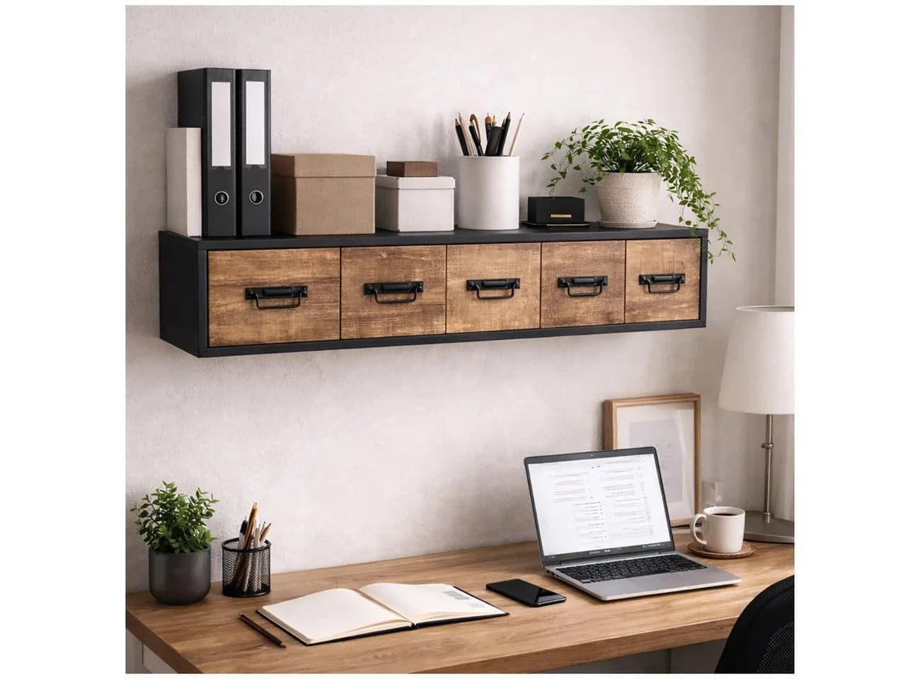 HTI-Living Wandboard Industrial mit 5 Schubladen Vintage Wandregal