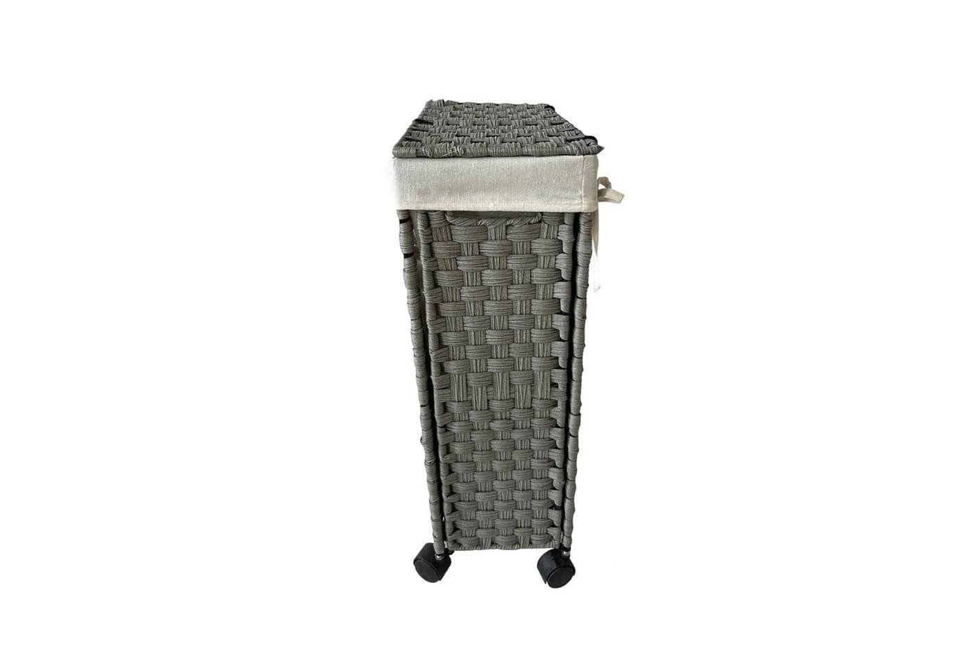 HTI-Living Wäschekorb Grau Polyrattan mit Rollen - Bild 1