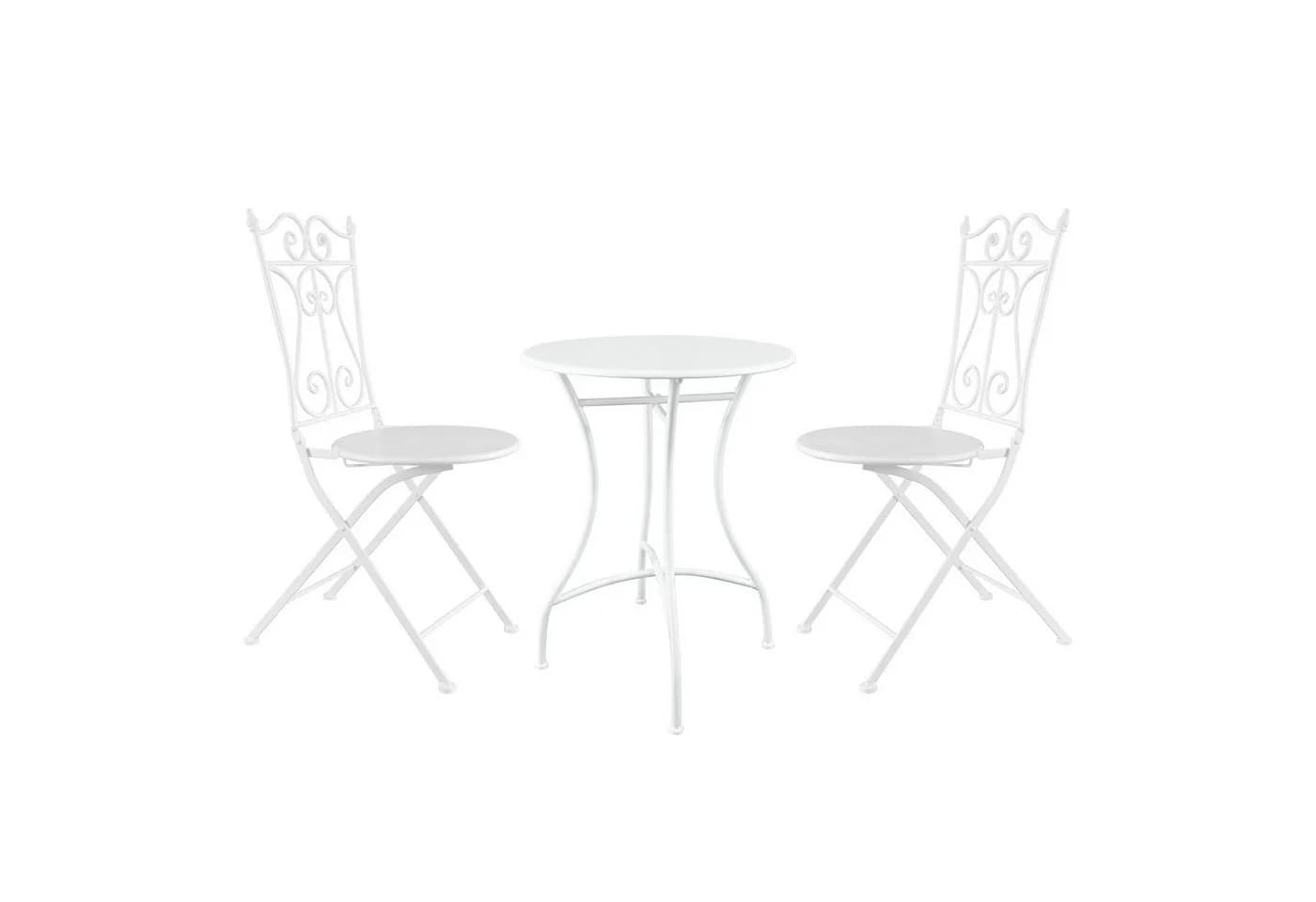 HTI-Living Bistro-Set 3-tlg. Metall Creme mit Tisch & 2 Stühlen
