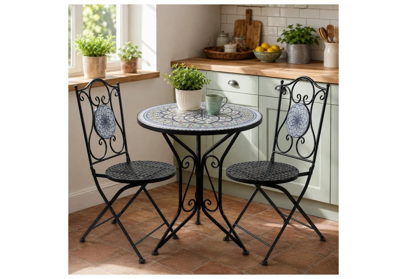 HTI-Living Bistro-Set 3-tlg. Metall Schwarz Byzanz-Motiv - Bild 4