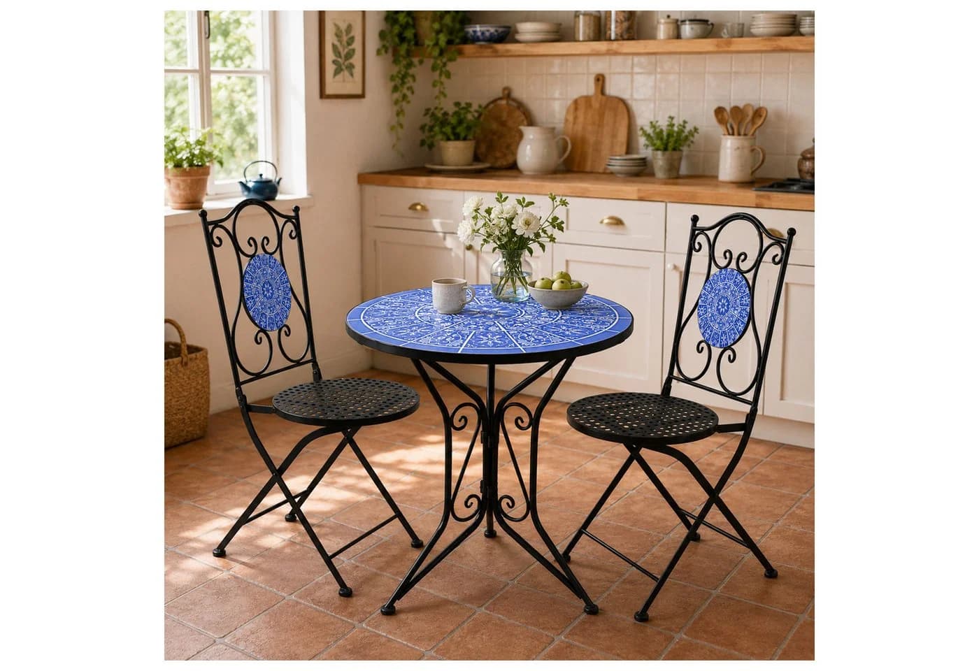 HTI-Living Bistro Set 3-tlg. Schwarz Metall Mosaik Motiv - Bild 4