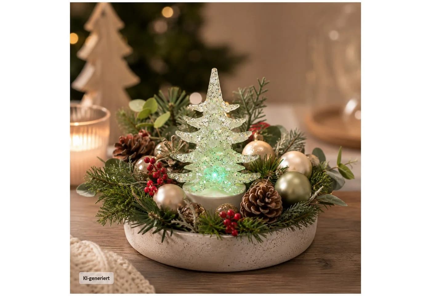 HTI-Living Weihnachtsbaum 6er Set klein mit LED-Beleuchtung