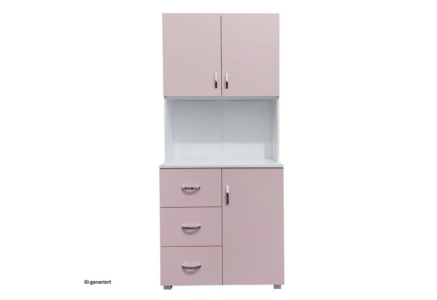 HTI-Living Kinderkleiderschrank Rosa Weiß 6 Fächer 3 Schubladen