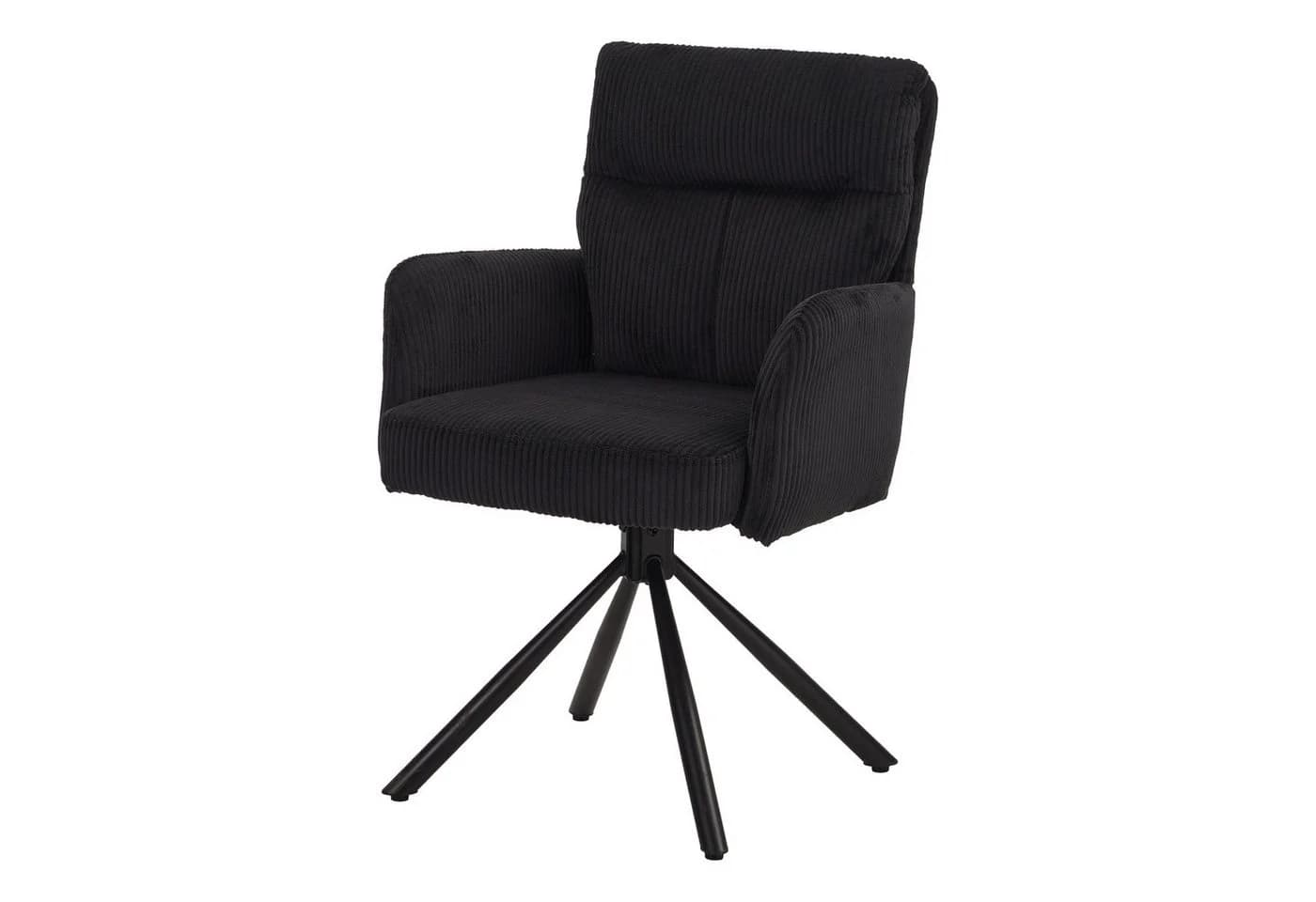 HTI-Living Drehstuhl Kyra Schwarz Cordstoff mit Auto-Return