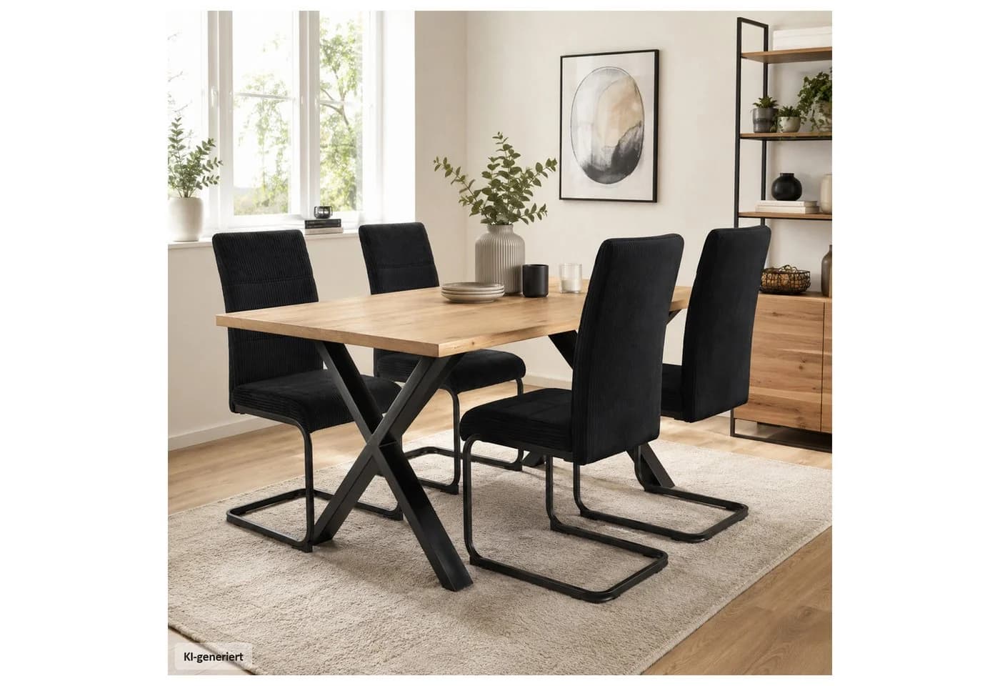HTI-Living Esszimmerstuhl Schwingstuhl SallyP Schwarz Cordstoff - Bild 2
