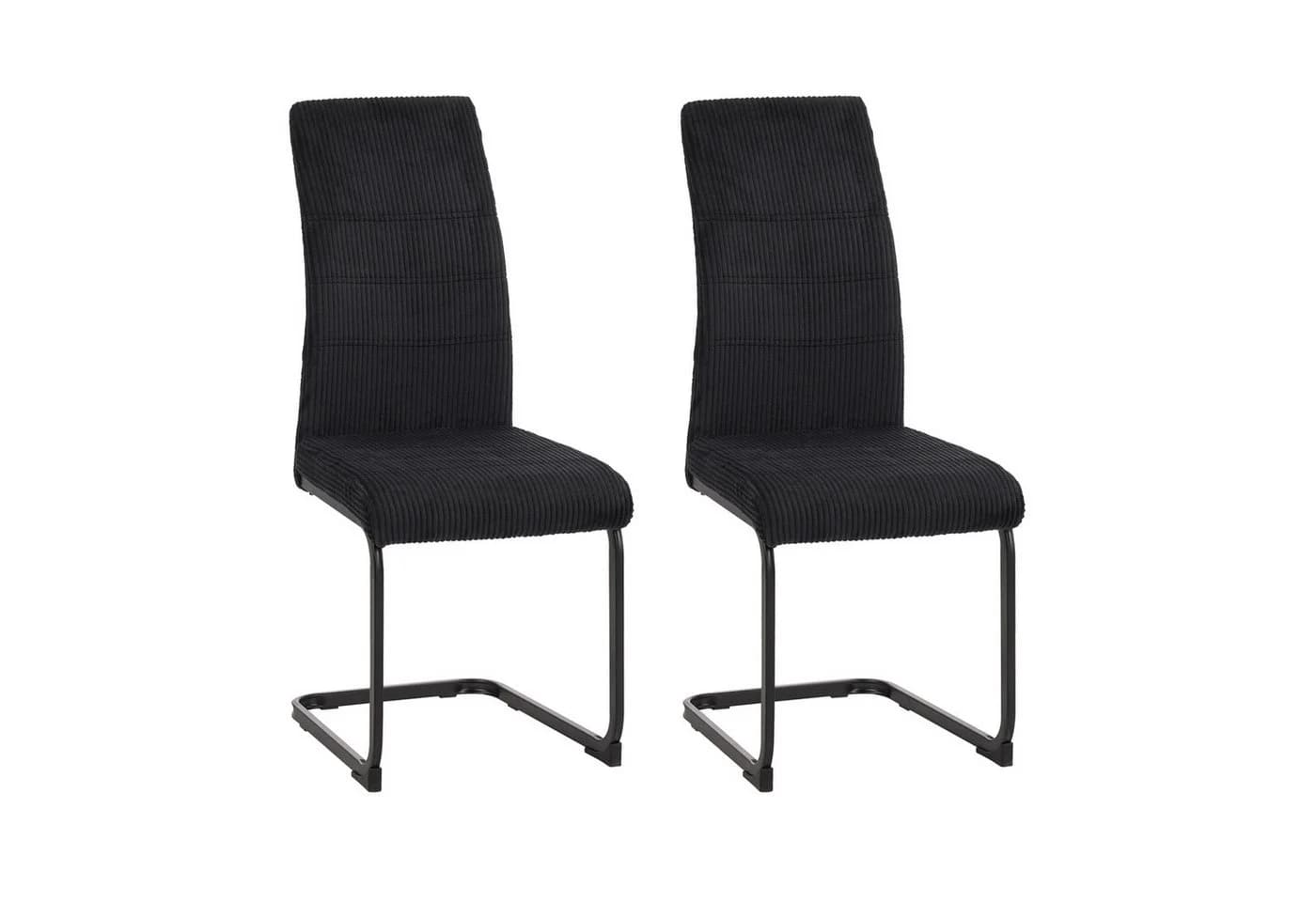 HTI-Living Esszimmerstuhl Schwingstuhl SallyP Schwarz Cordstoff (2er Set)