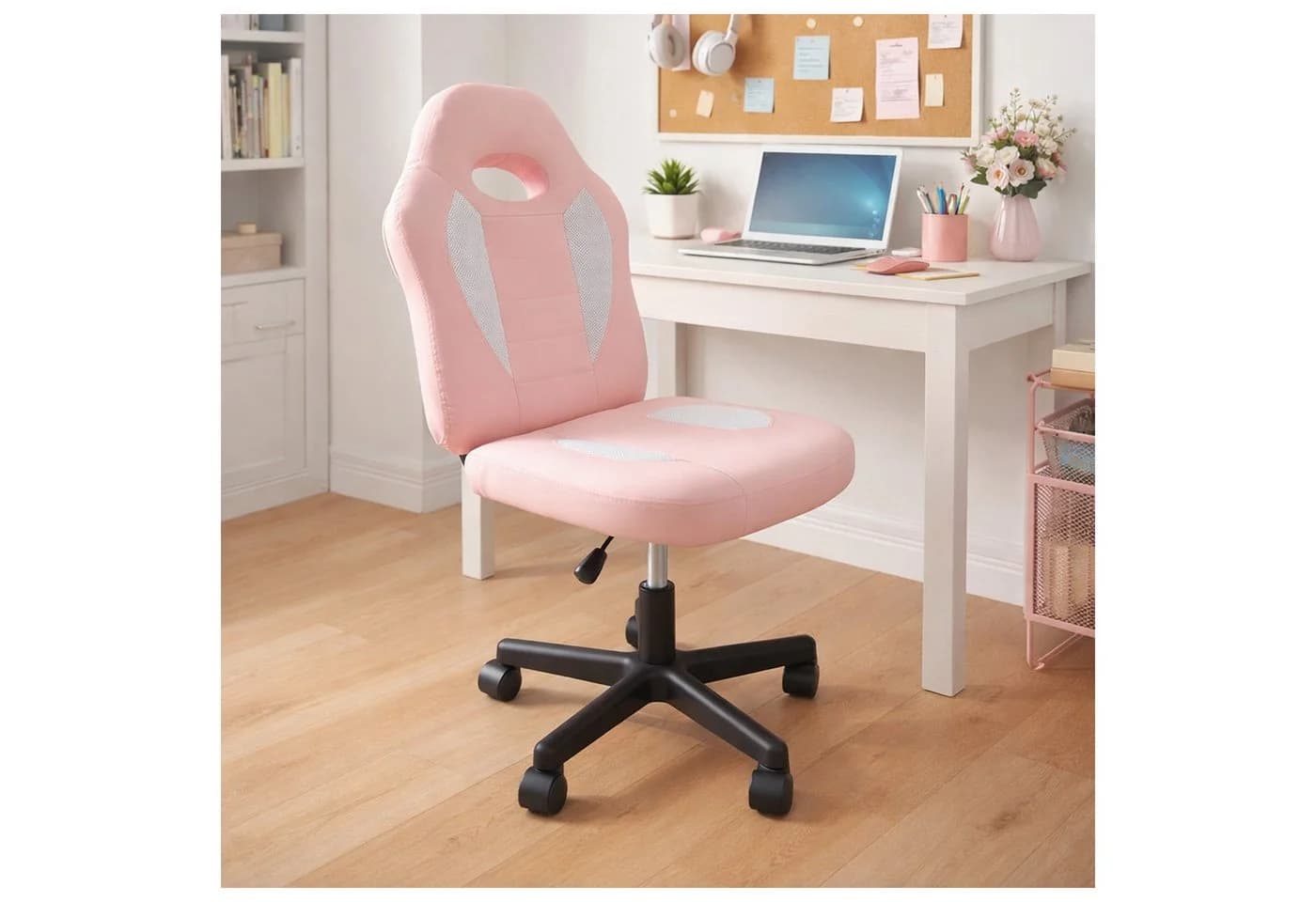 HTI-Living Schreibtischstuhl Rosa-Weiß Höhenverstellbar - Bild 2
