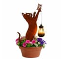 HTI-Living Gartenstecker Katze Metall Rostoptik mit Lampe Bild 1