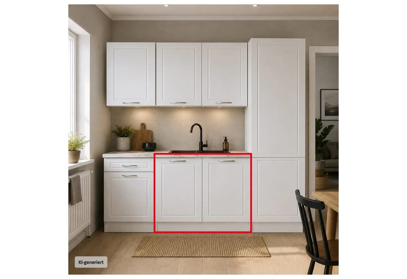 HTI-Living Spülenunterschrank Jenna Weiß Landhausstil Marmoroptik - Bild 2