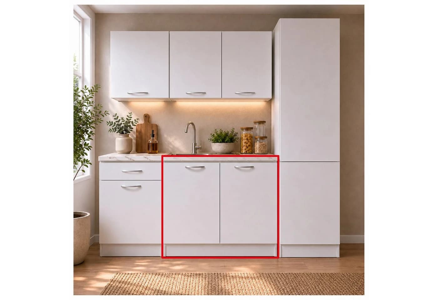 HTI-Living Spülenunterschrank Jenna Weiß 80 cm Modern Marmoroptik - Bild 2