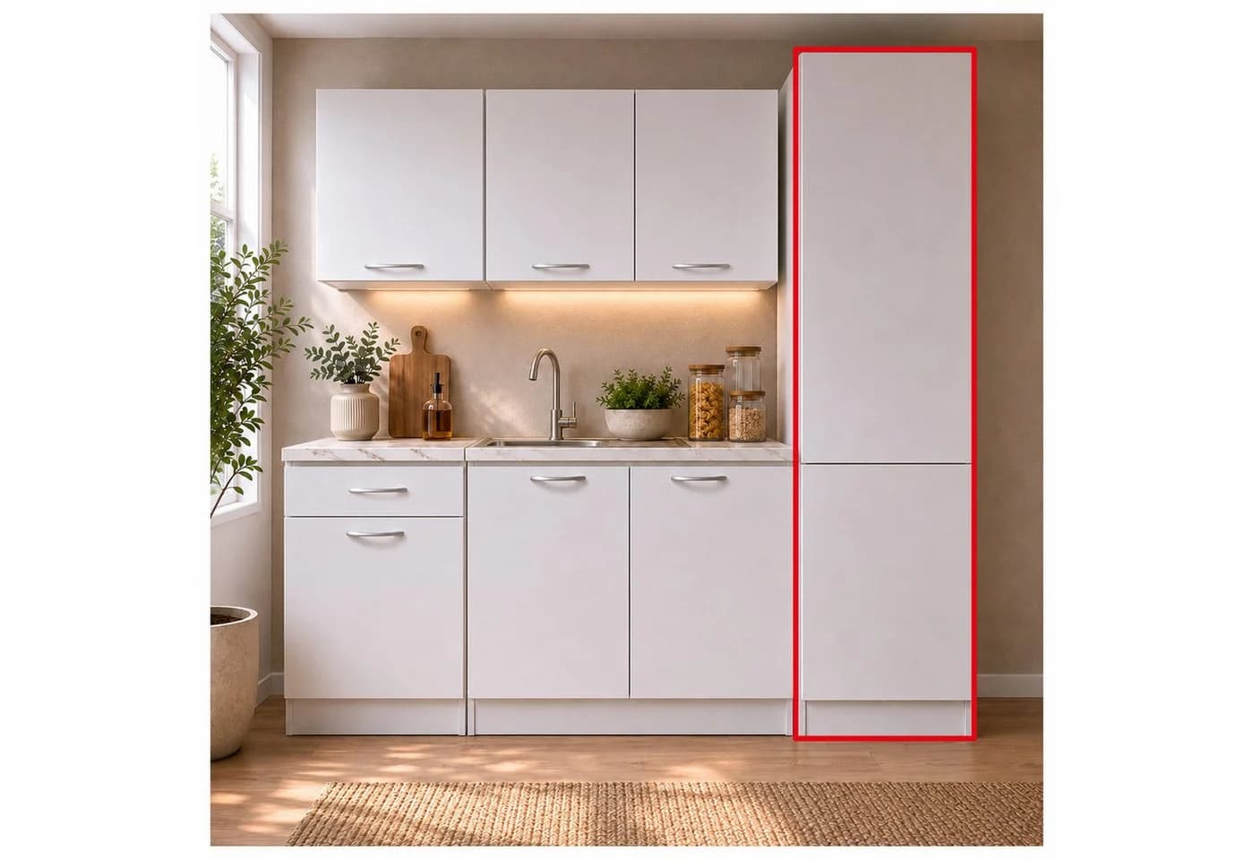 HTI-Living Küchenhochschrank Jenna Weiß 200 cm 8 Fächer