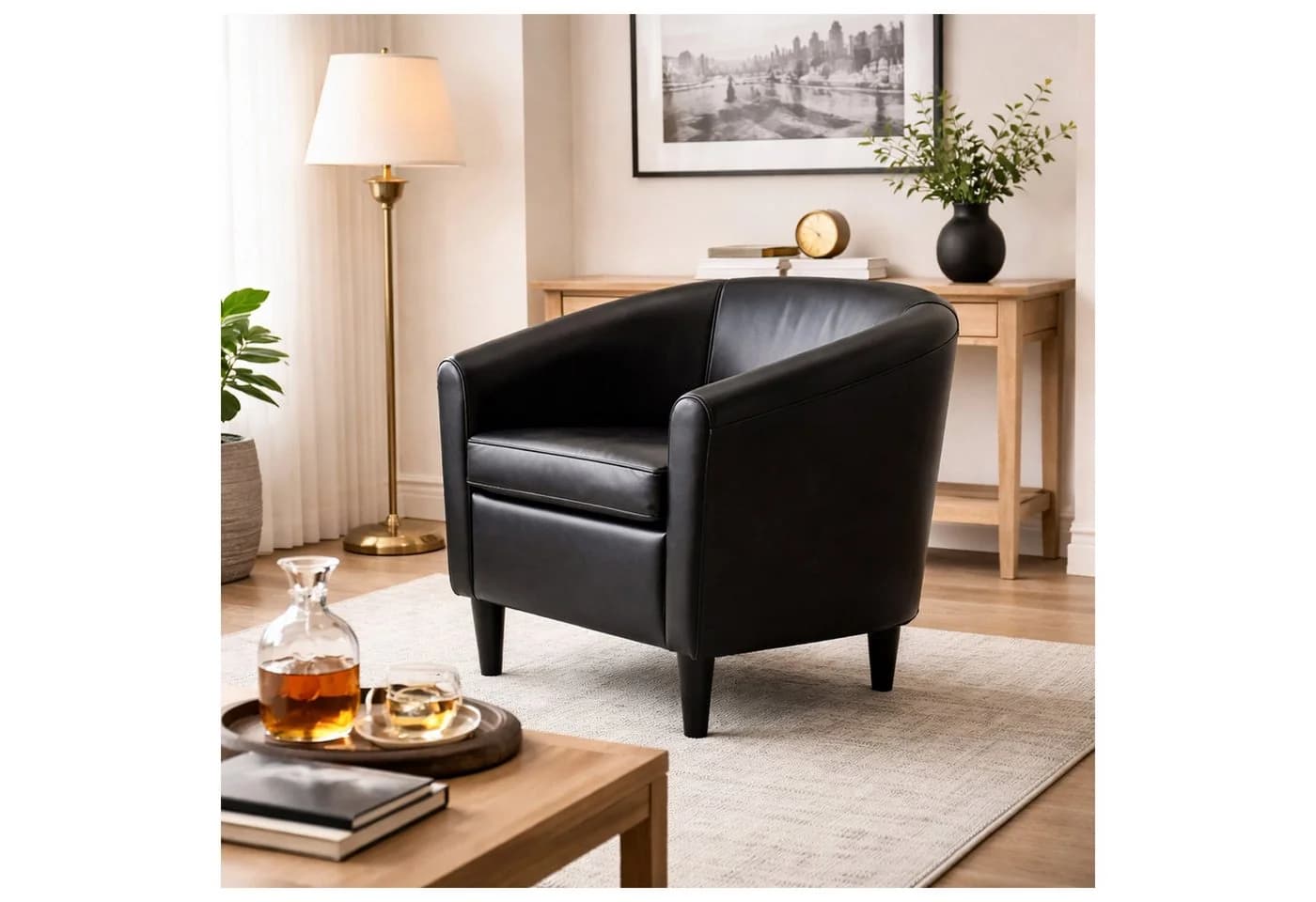 HTI-Living Cocktailsessel Cadogan Kunstleder Schwarz - Bild 2