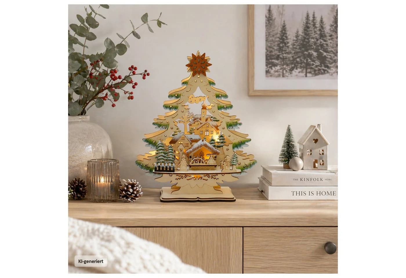HTI-Living Schwibbogen LED Weihnachtsbaum mit Winterdorf - Bild 3