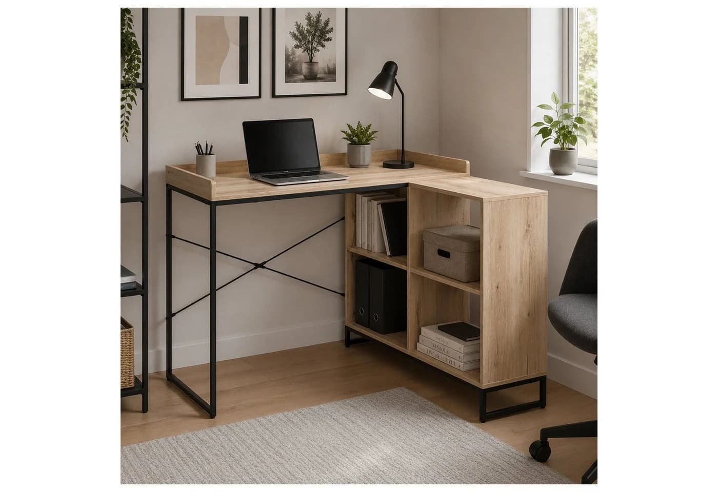HTI-Living Eckschreibtisch mit Regal Cedrik Schwarz - Bild 2
