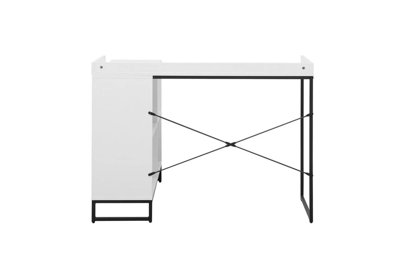 HTI-Living Eckschreibtisch mit Regal Cedrik Weiß-Schwarz - Bild 4