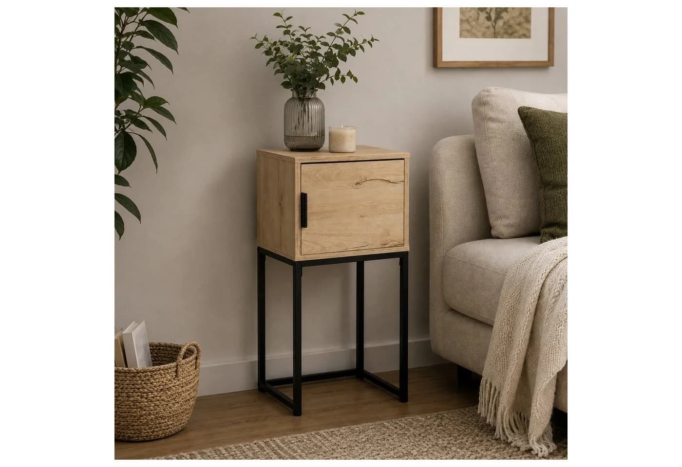 HTI-Living Konsolentisch Cedrik 40 cm mit Tür Schwarz - Bild 2