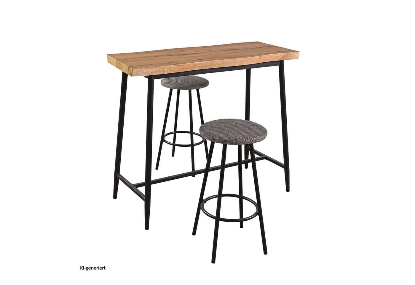 HTI-Living Bartisch mit Wellenkante und 2 Hockern Schwarz/Braun