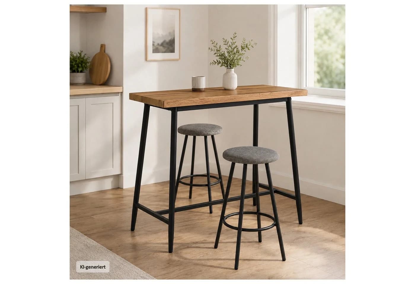 HTI-Living Bartisch mit Wellenkante und 2 Hockern Schwarz/Braun - Bild 2