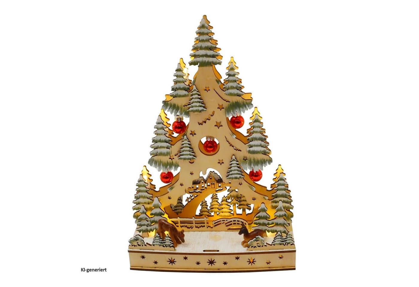 HTI-Living Schwibbogen LED Weihnachtsbaum mit Kugeln und Rentieren