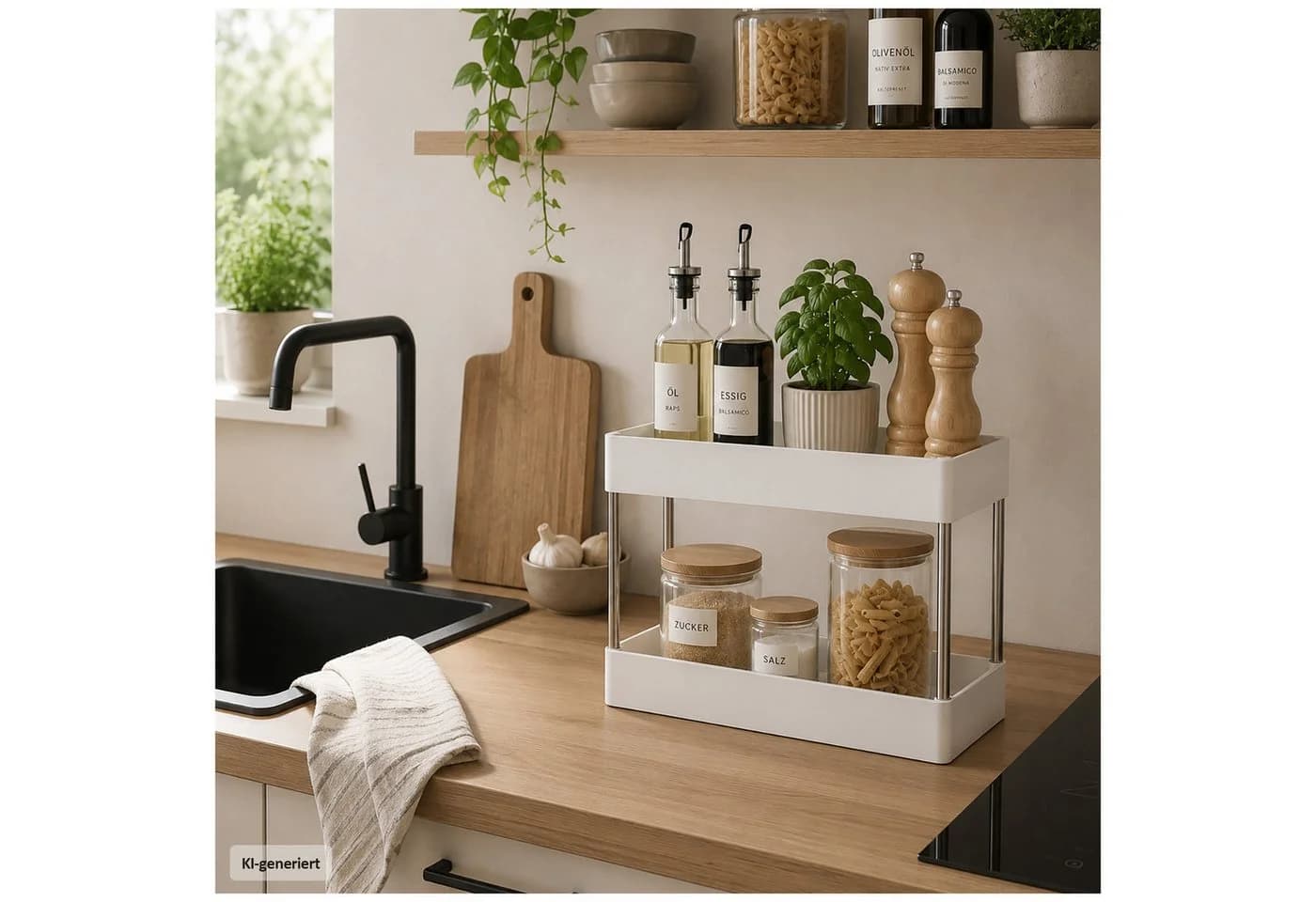 HTI-Living Küchenregal Standregal Weiß 2 Ablagen Modern - Bild 2